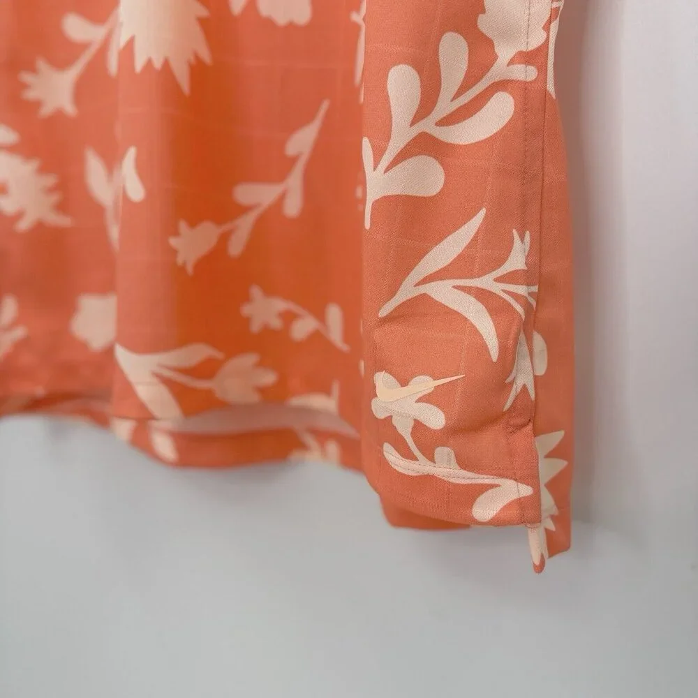 Nike Dri FIT Women’s Golf Polo Victory Mock Neck‎ Sleeveless Orange Floral Sz M